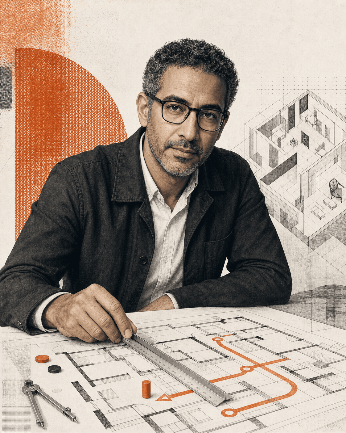 Original halftone portrait of Idris Benali, a UUTIFY AI Layout Designer from Morocco