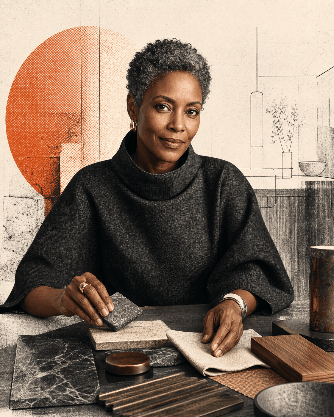 Original halftone portrait of Ama Mensah, a UUTIFY AI Inspire Designer from Ghana