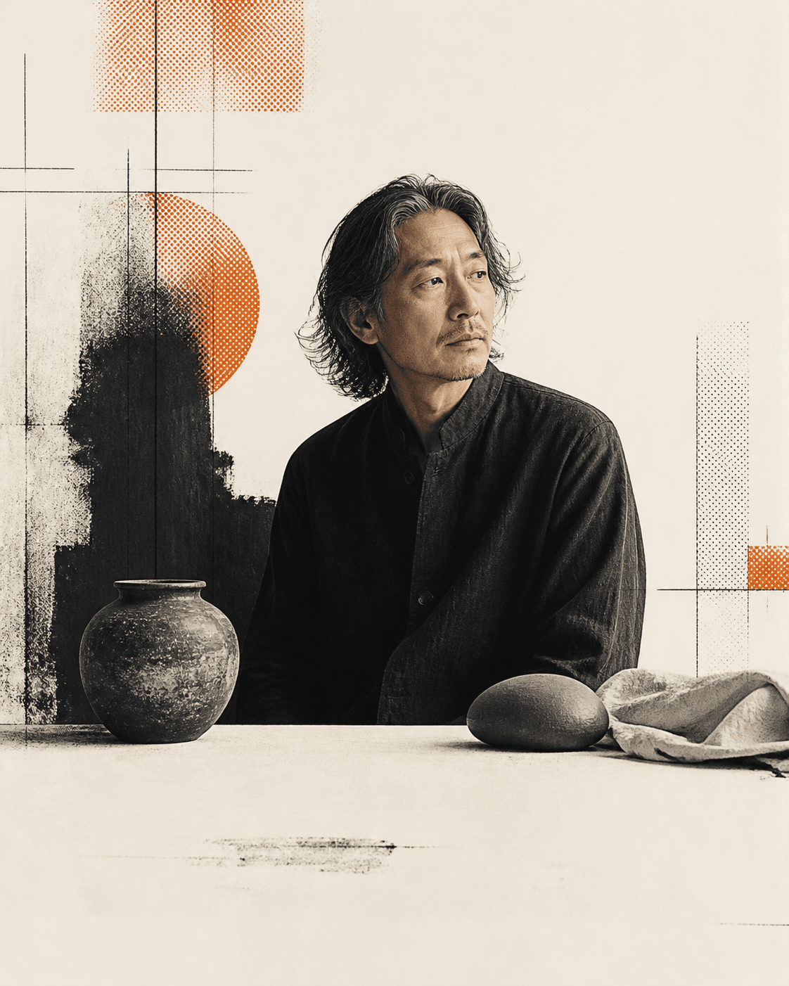 Original halftone portrait of Haru Mori, a UUTIFY AI Decor Stylist from Japan