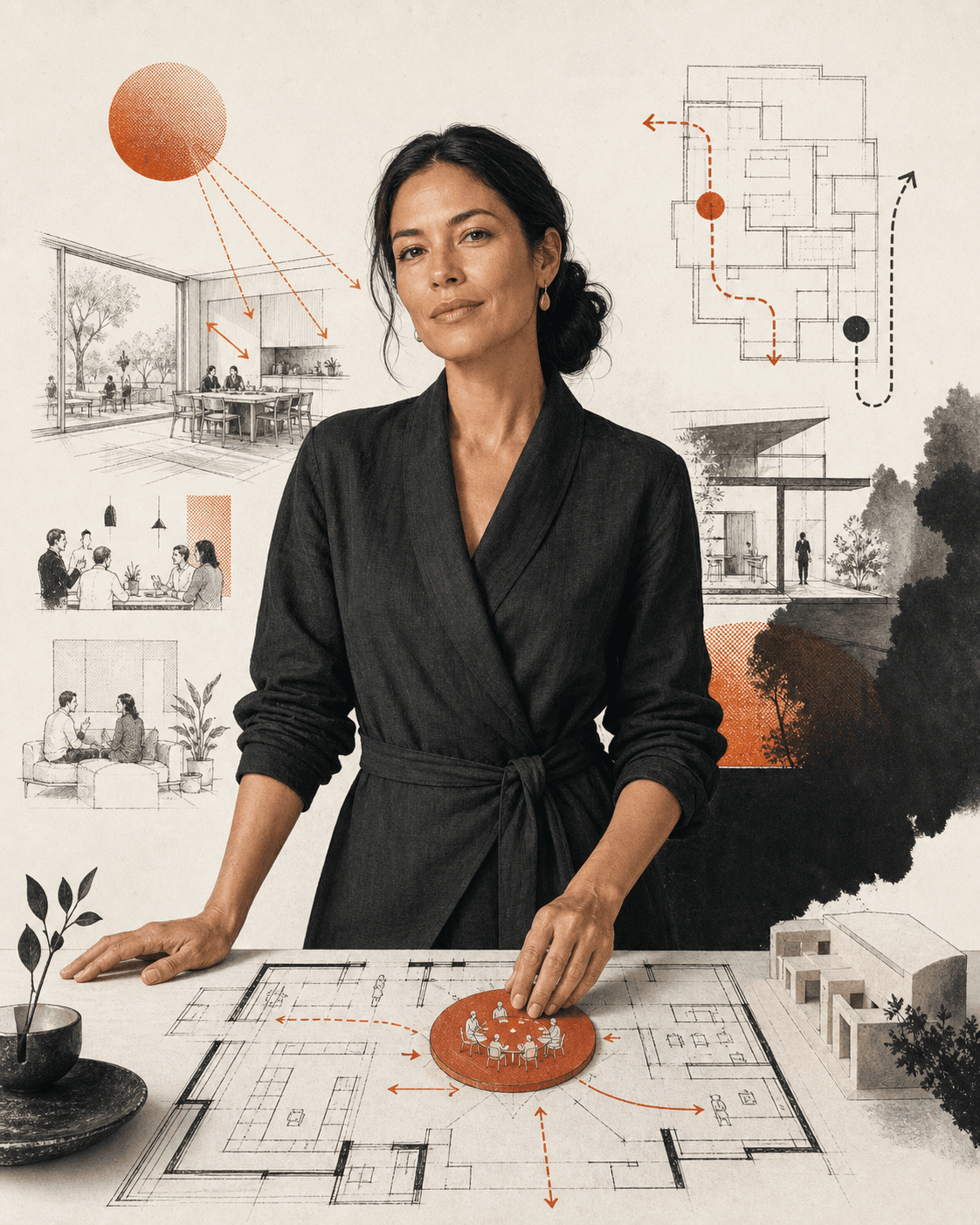 Original halftone portrait of Lucía Navarro, a UUTIFY AI Layout Designer from Spain