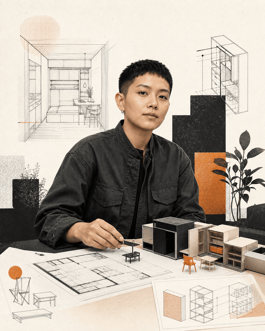 Original halftone portrait of Jia Wen Koh, a UUTIFY AI Layout Designer from Singapore